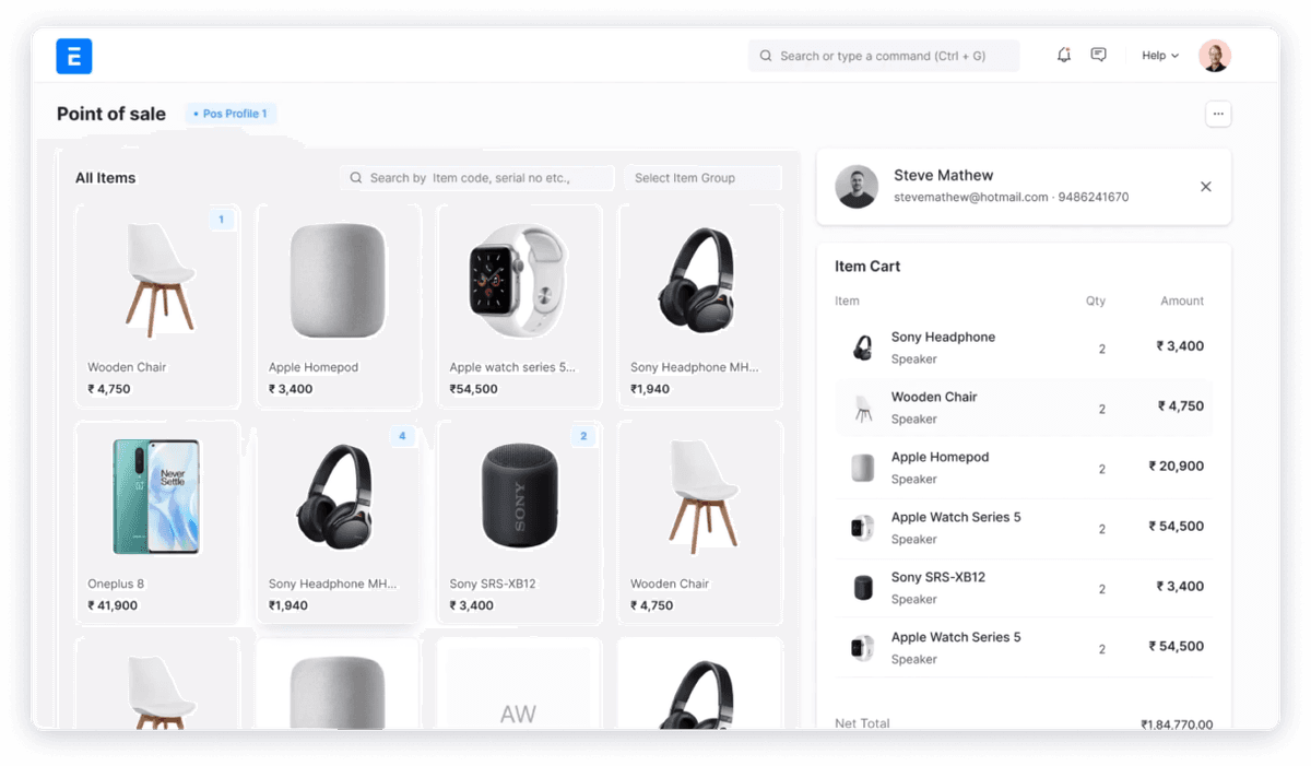 ERPNext — ระบบขายหน้าร้าน (Point of Sale)