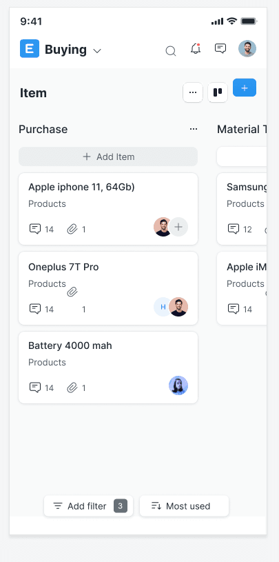ERPNext — หน้าจอจัดซื้อ (Buying / Procurement)